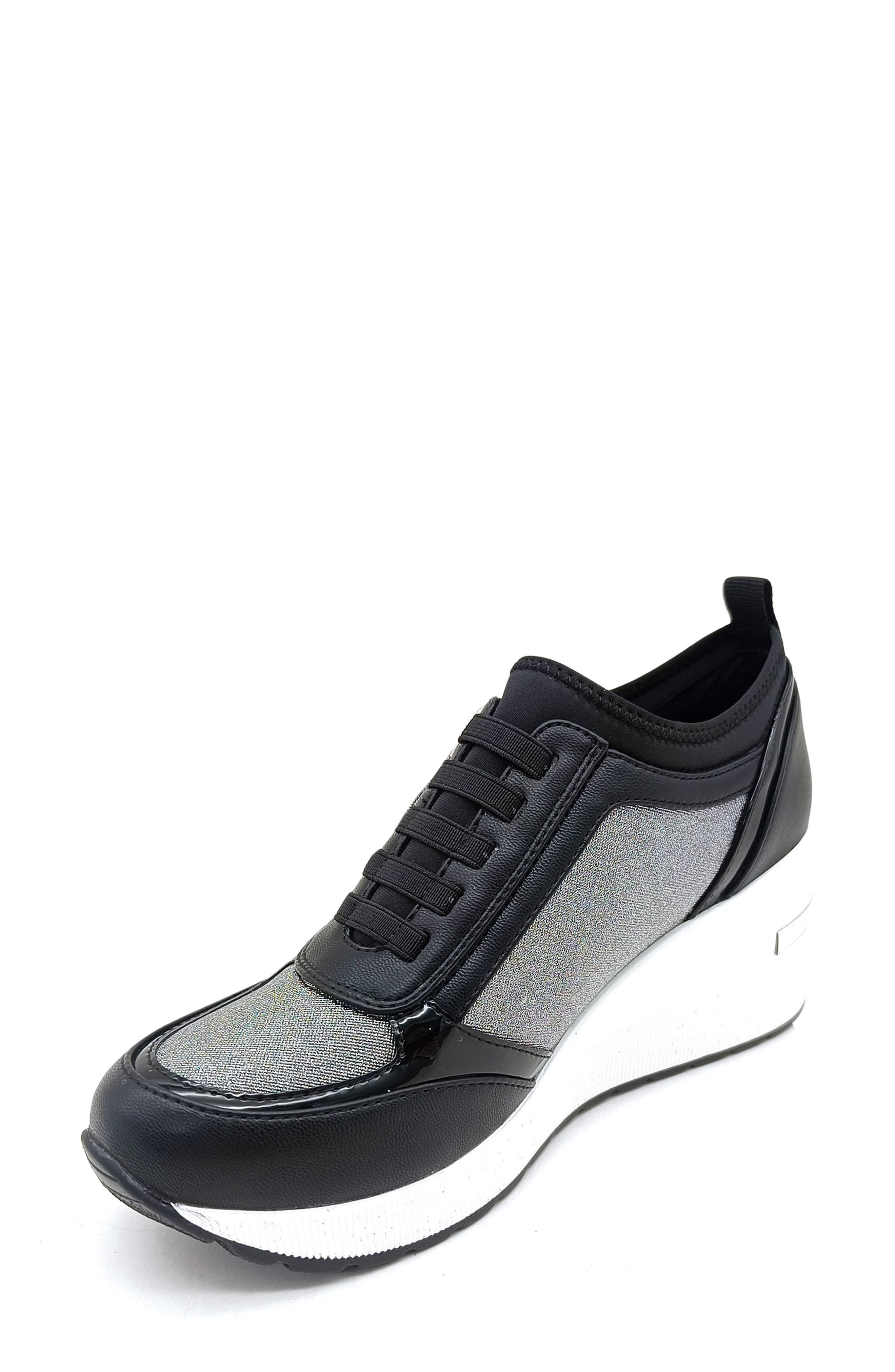 Reaction Kenneth Cole Fiona Platform Wedge Sneaker, Alternate, color, Black Mesh