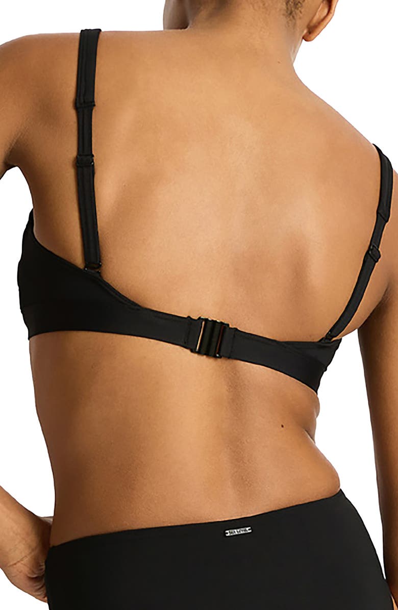 Sea Level Square Neck Bralette Bikini Top, Alternate, color, Black