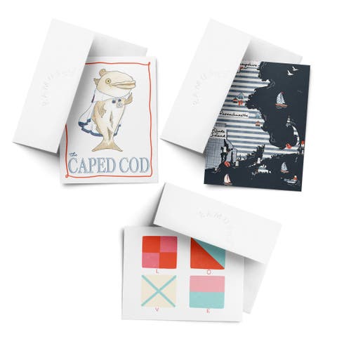 Everyday Greeting Card Pack Sets (3 ct, Assorted) The Caped Cod, LOVE Nautical Flags, Seacoast MA