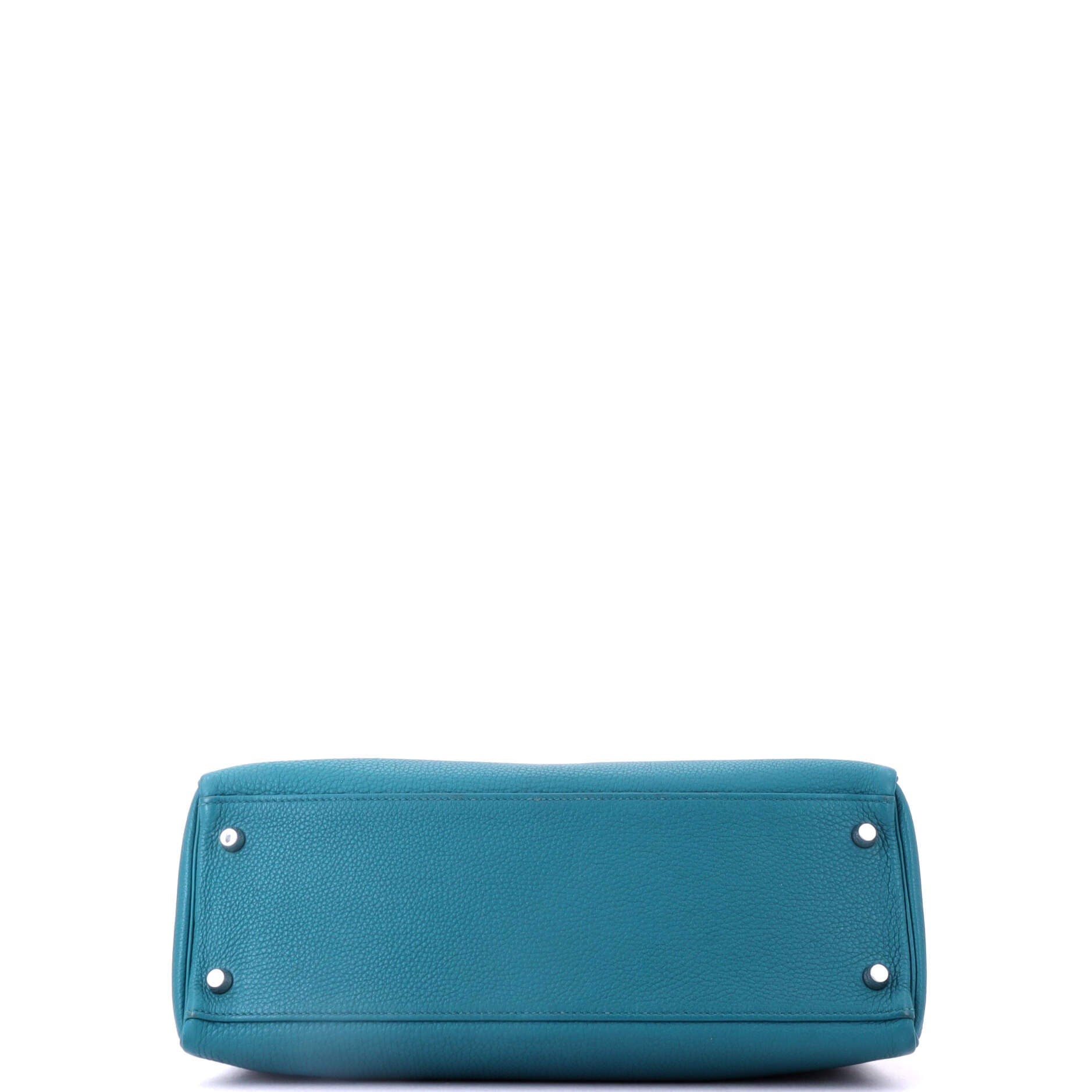 Pre-Owned Hermes Kelly Handbag Blue Togo with Palladium Hardware 32, Alternate, color, Bleu Izmir