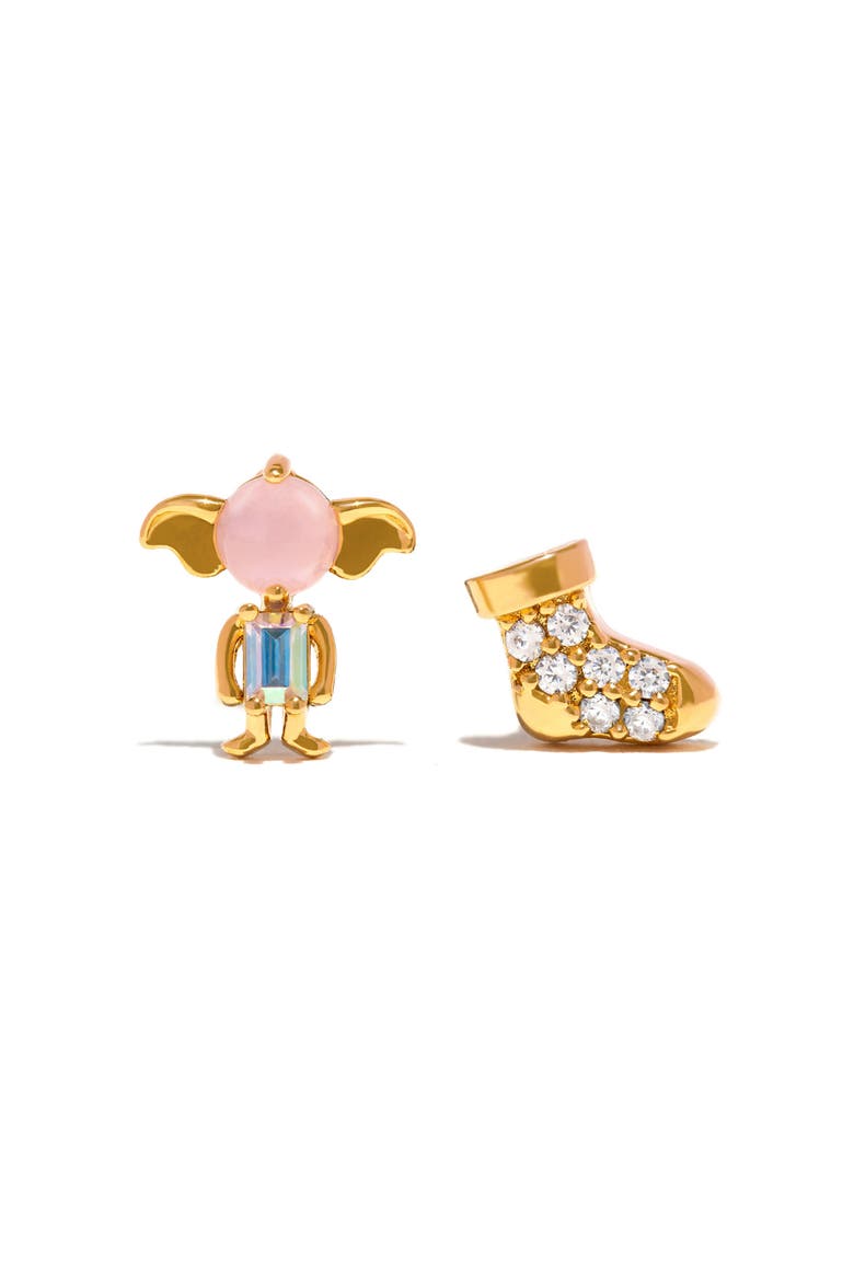 Harry Potter™ Dobby is a Free Elf Mismatched Stud Earrings, Alternate, color, GOLD