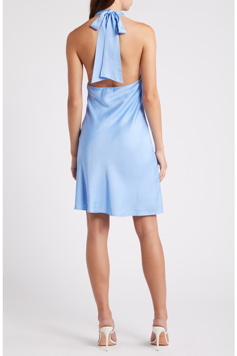 Ennis Satin Halter Minidress, Alternate, color, 40-DUSTED BLUE