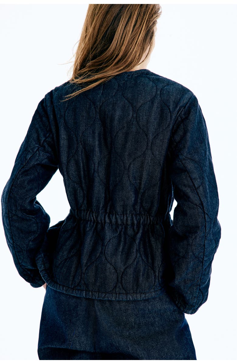 H&M Quilted Denim Jacket, Alternate, color, Dark Denim Blue