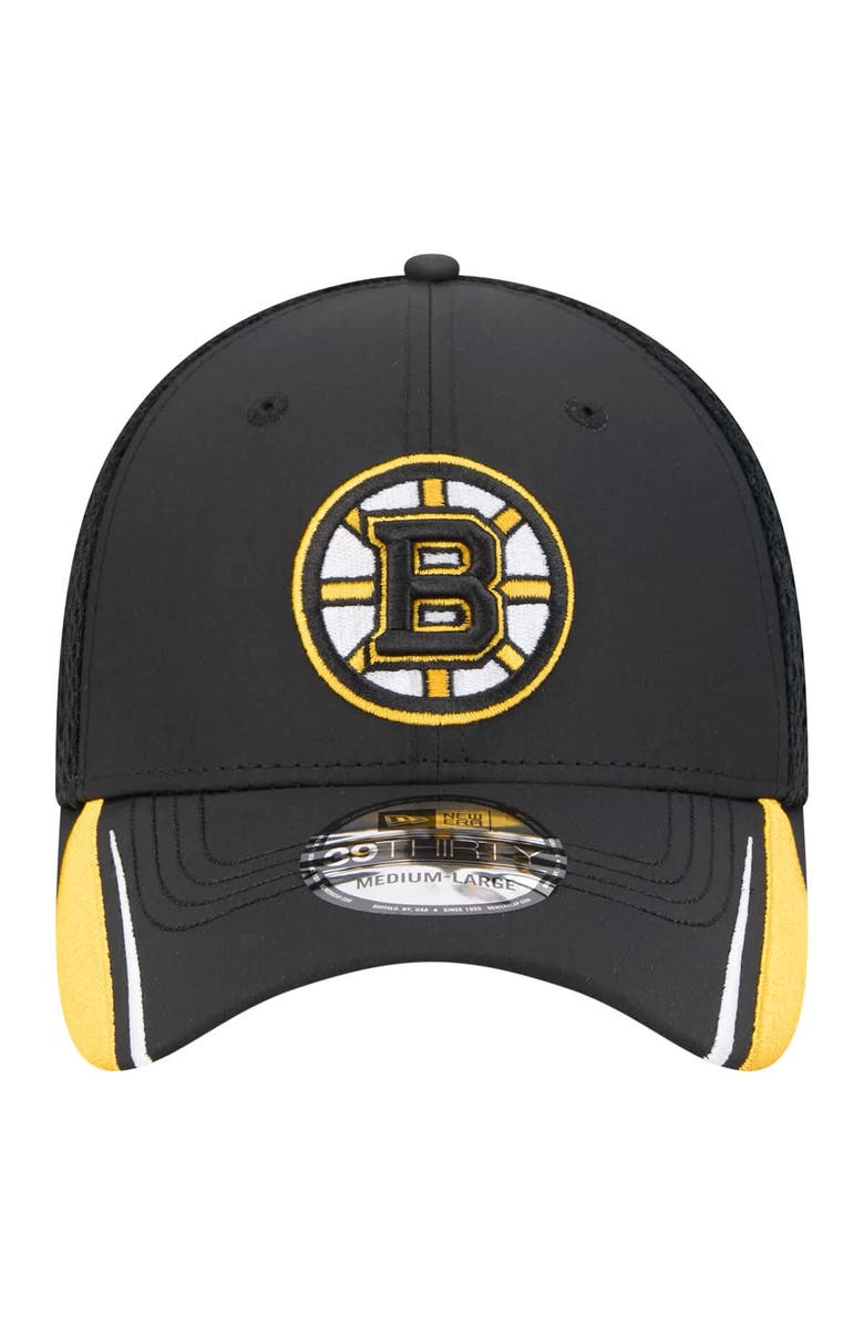 New Era Men's New Era Black Boston Bruins Linear Featherweight 39THIRTY Flex Hat, Alternate, color, Black