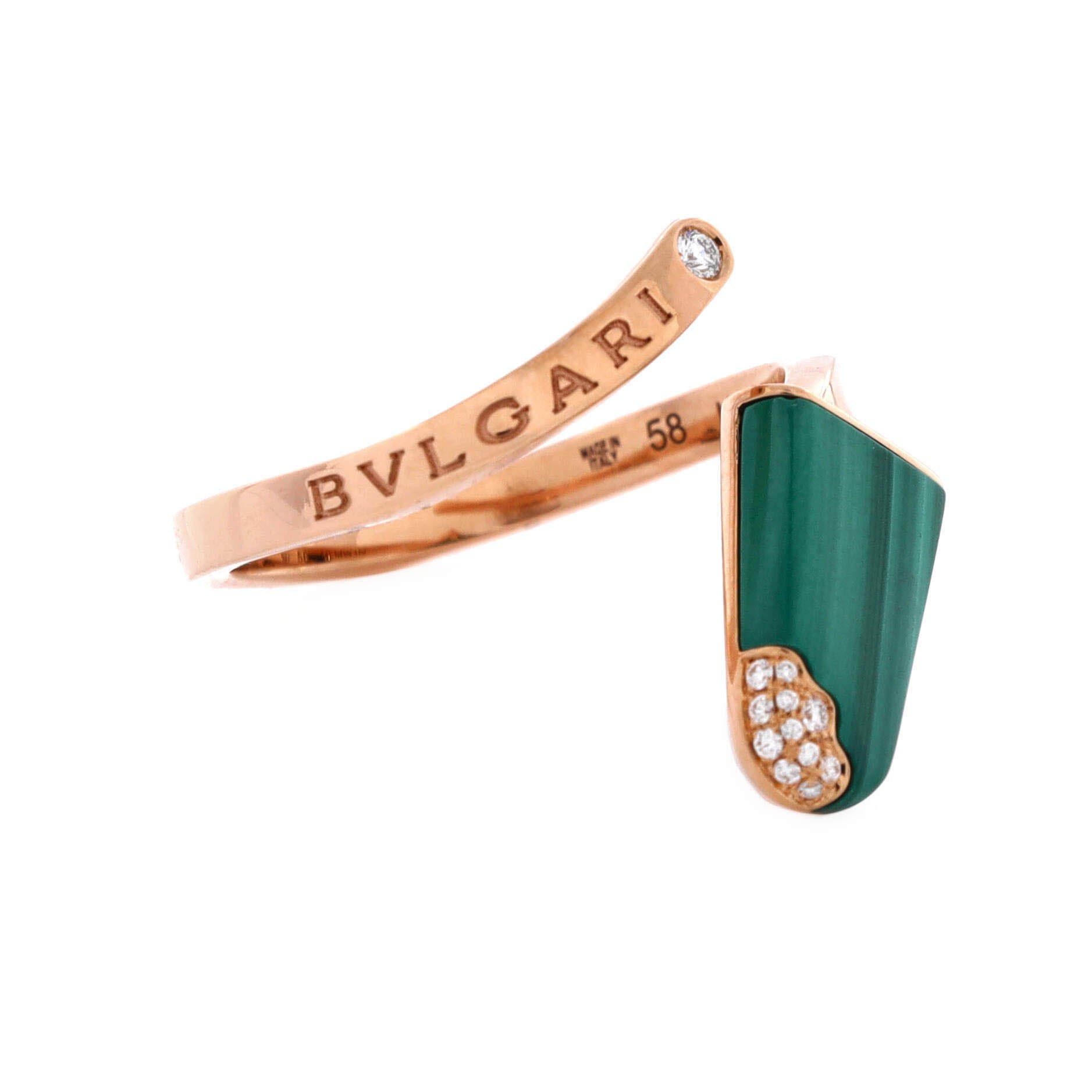 Gelati Ring 18K Rose Gold with Malachite and Diamonds, Alternate, color, Pink