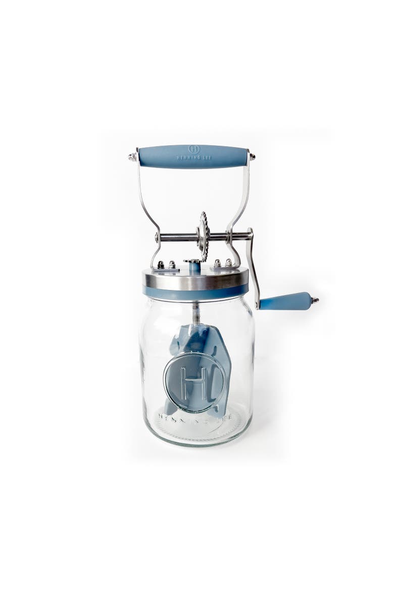 Manual Glass Butter Churner with Jar, 32 ounce, Main, color, Blue