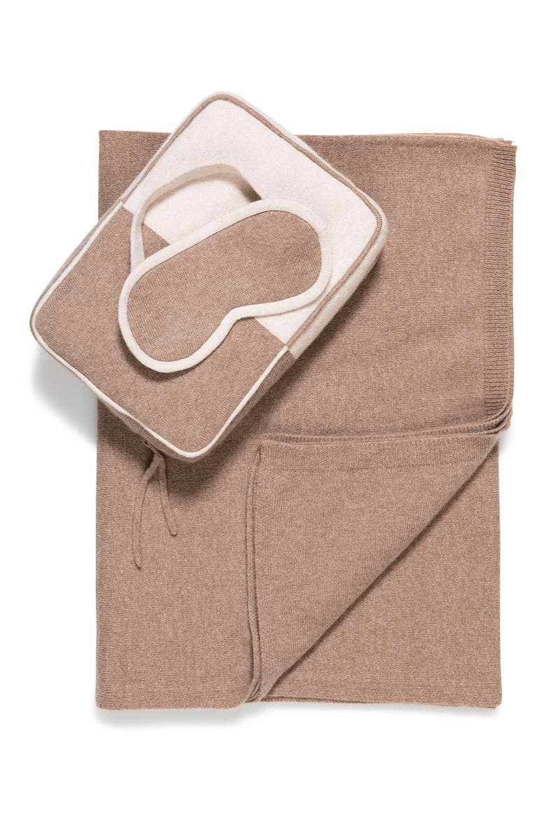 Sophia Cashmere Colorblock Travel Set, Main, color, TAUPE