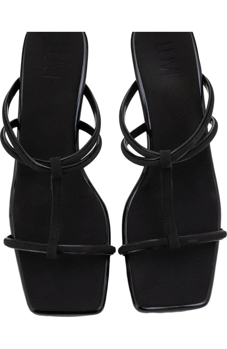 Prologue Shoes Mocha Strap Heel Sandal, Alternate, color, Black Faux Leather