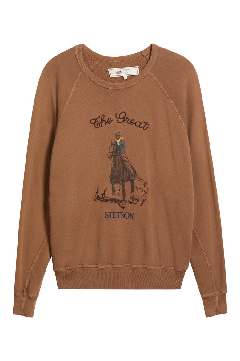 x Stetson The College Graphic Sweatshirt, Alternate, color, TOBACCO