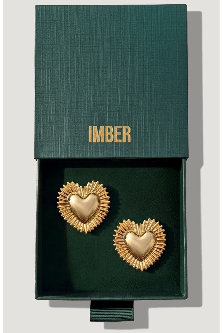 Oversize Puffy Heart Statement Earrings, Main, color, GOLD