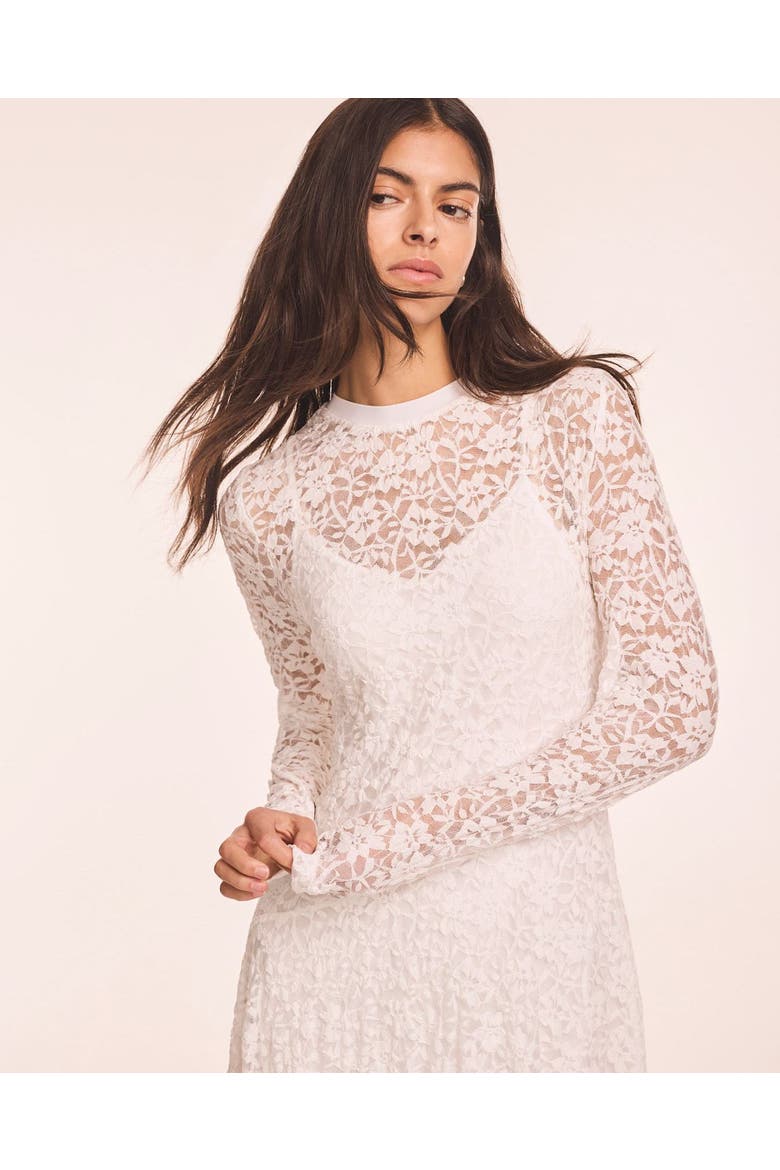 Lace Full Asymmetric Midi Dress, Alternate, color, Ivory