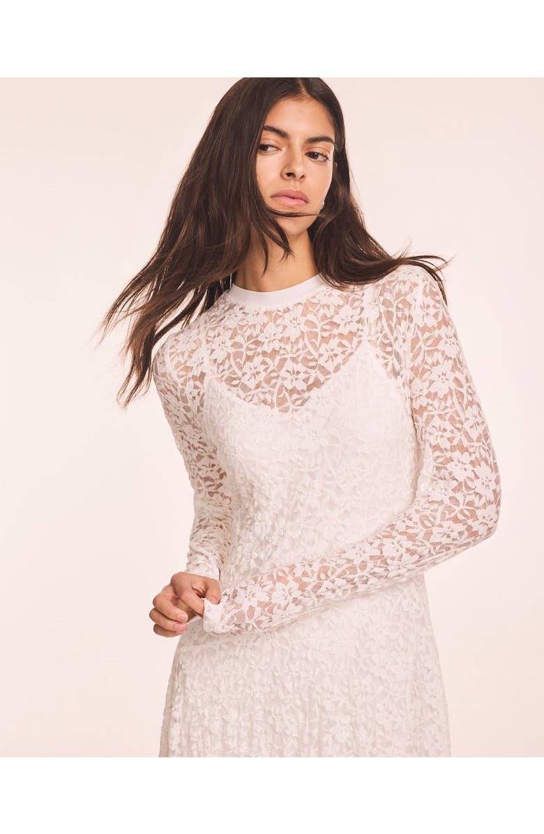 MINT VELVET Lace Full Asymmetric Midi Dress, Alternate, color, Ivory