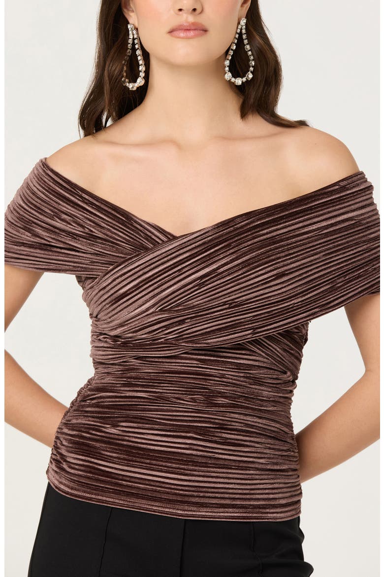 Mallina Off the Shoulder Top, Alternate, color, MUSHROOM