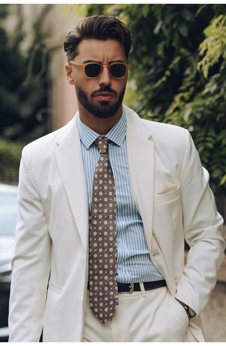 Elizabetta Antinori - Printed Silk Tie for Men, Alternate, color, Brown