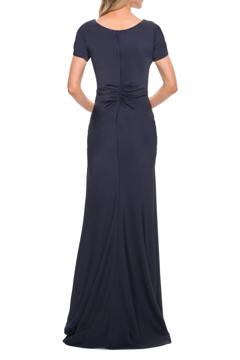 V-Neck Evening Gown, Alternate, color, NAVY