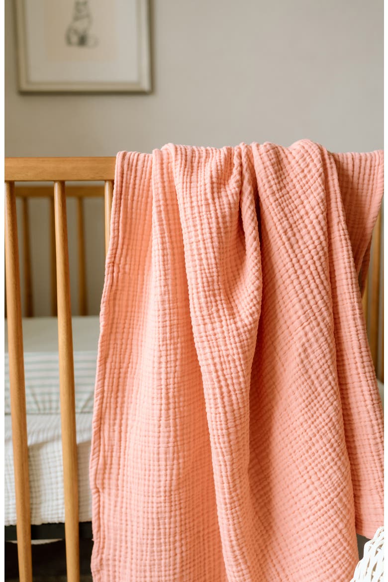 2-Pack Organic Cotton Muslin Swaddle Blankets, Alternate, color, EGGSHELL/ ROSE