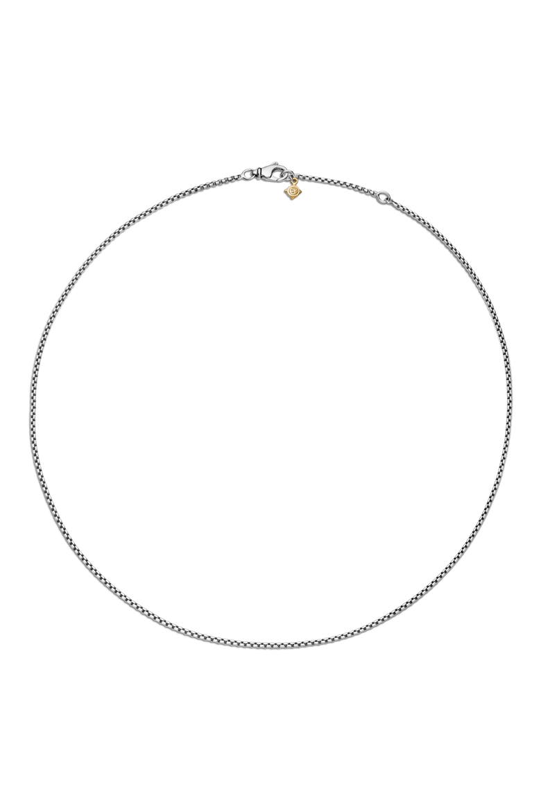 Box Chain Necklace in Sterling Silver with 14K Yellow Gold Accent, 1.7mm, Alternate, color, METALLIC SILVER
