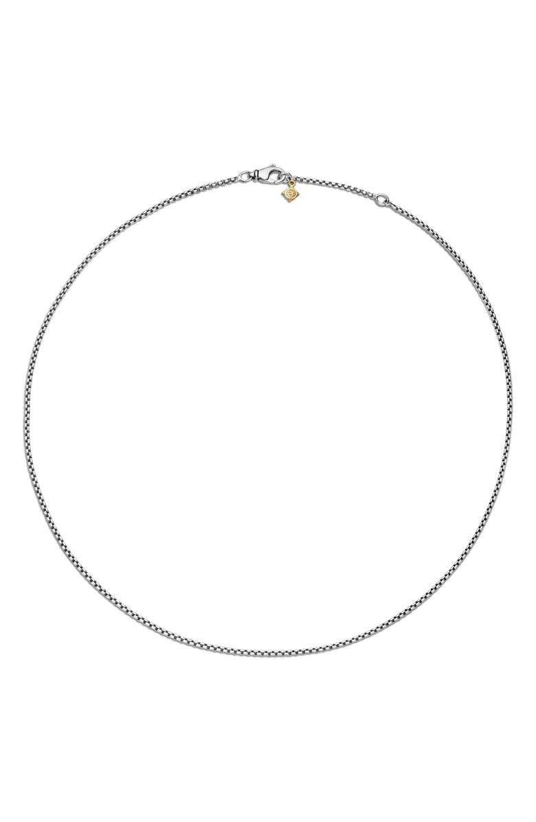 David Yurman Box Chain Necklace in Sterling Silver with 14K Yellow Gold Accent, 1.7mm, Alternate, color, Metallic Silver