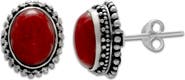 SAMUEL B. Beaded Oval Coral Stud Earrings