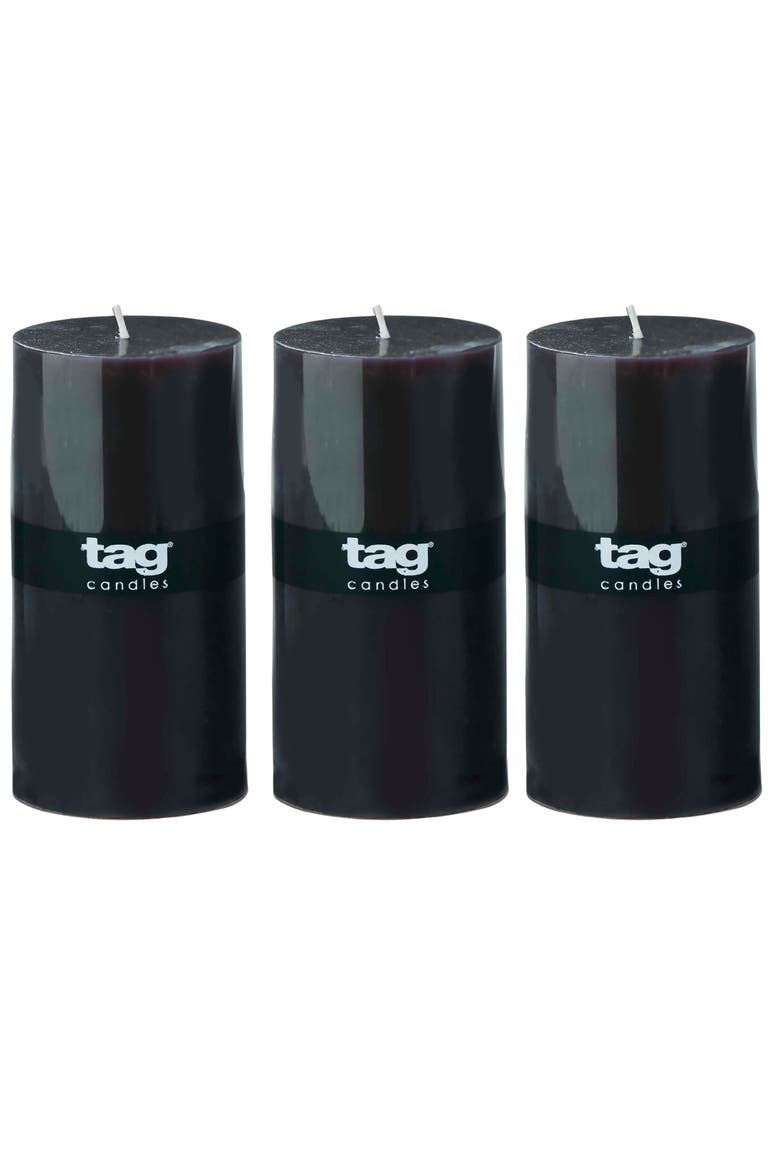 Color Studio Black Smokeless Paraffin Wax Pillar Candle, Main, color, Black
