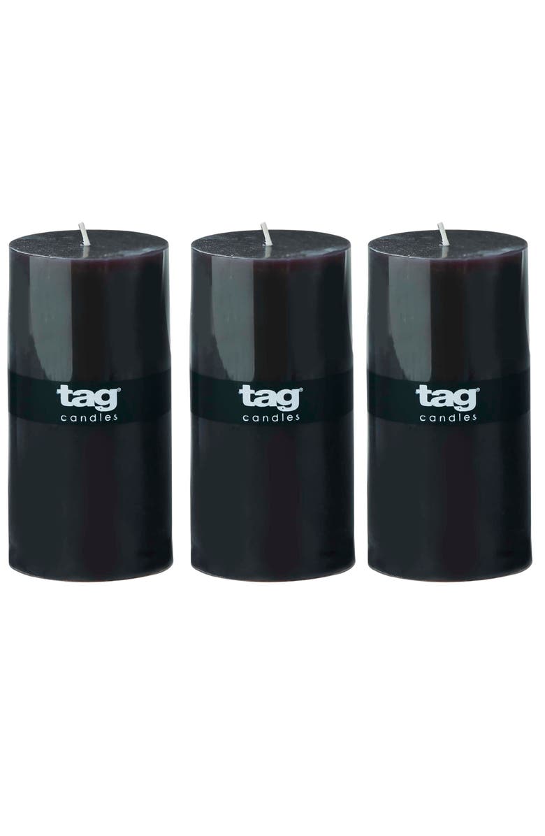 tag Color Studio Black Smokeless Paraffin Wax Pillar Candle, Main, color, Black