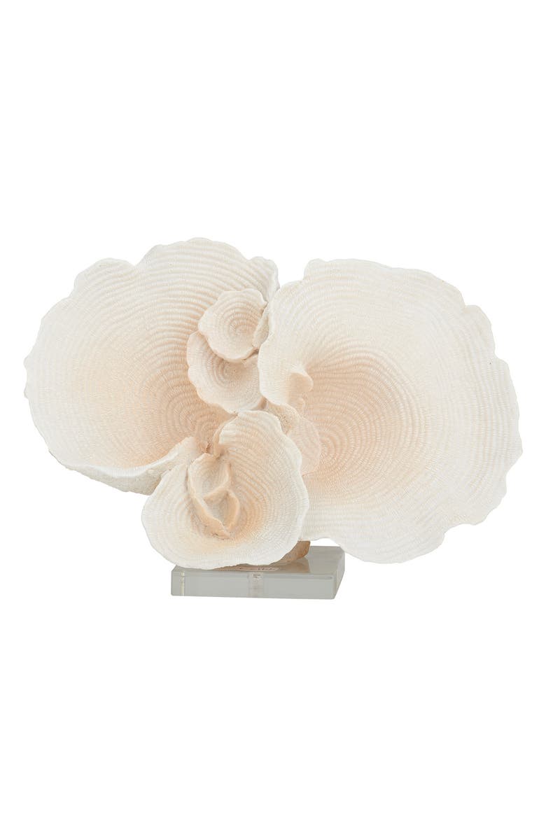 WILLOW ROW White Polystone Coral Sculpture, Main, color, White