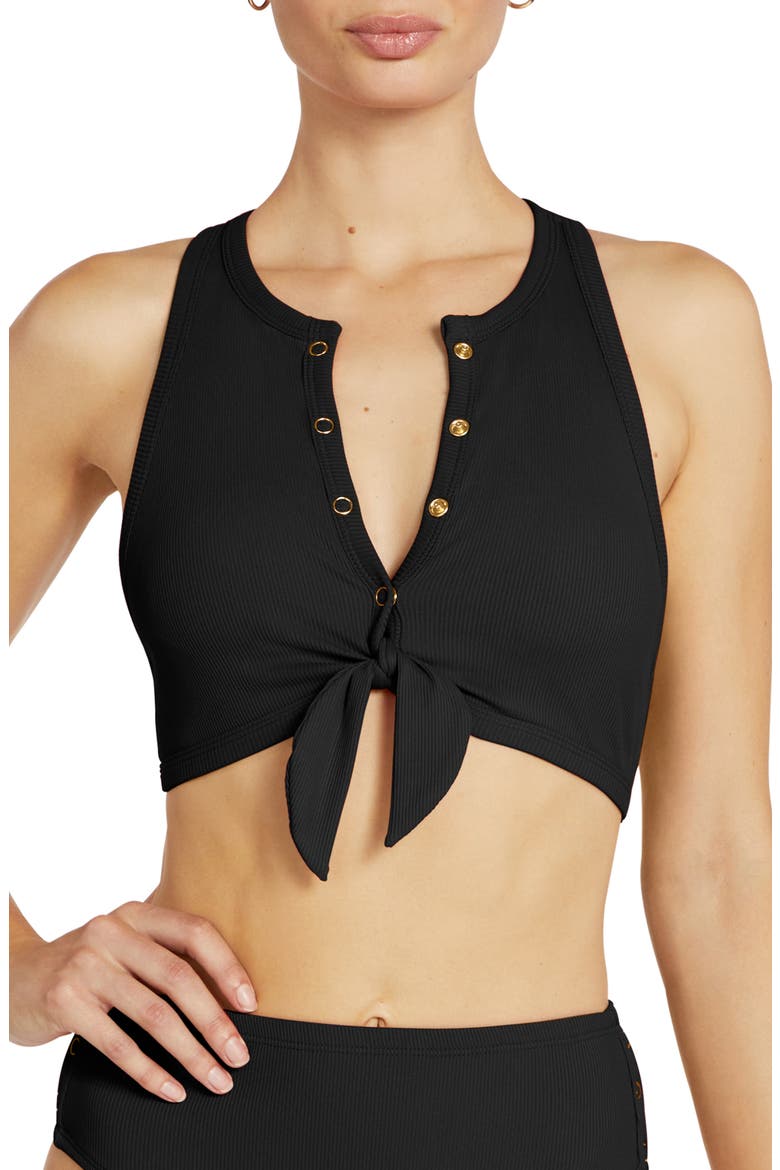 Amy Racerback Bikini Top, Main, color, LICORICE