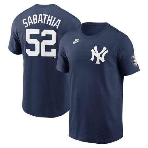 Men's Nike CC Sabathia Navy New York Yankees 2025 Baseball Hall of Fame Retired Name & Number T-Shirt