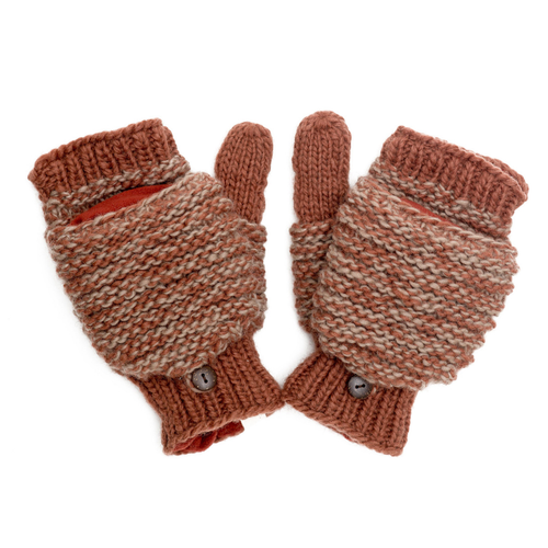 Nirvanna Designs Speckle Knit Mittens in Rust 