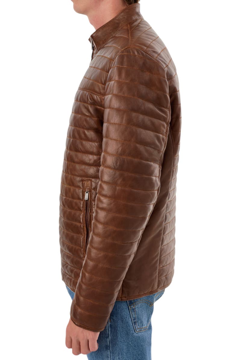 REGENCY Leather Channel Quilt Jacket, Alternate, color, Cognac