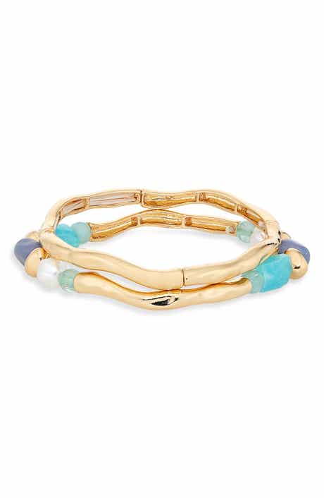 NORDSTROM RACK Set of 2 Faux Pearl Beaded Molten Stretch Bracelets