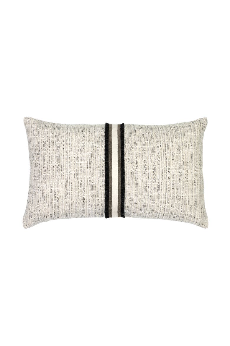Entity Linen with Chenille Band Applique Indoor & Outdoor Woven Accent Pillow, Main, color, Linen