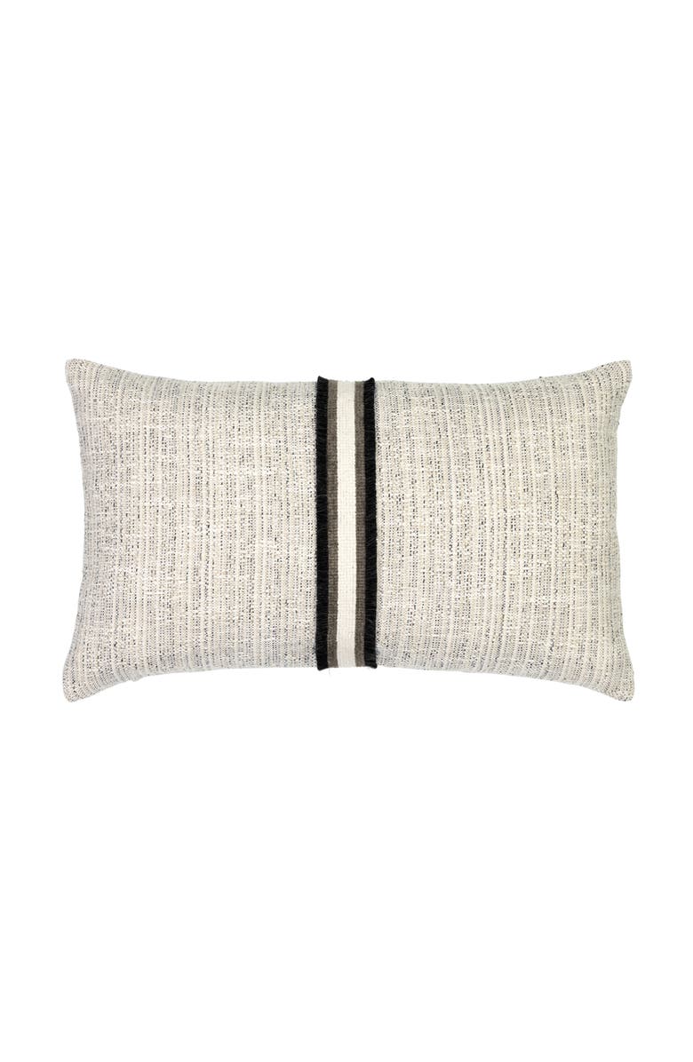 Elaine Smith Entity Linen with Chenille Band Applique Indoor & Outdoor Woven Accent Pillow, Main, color, Linen