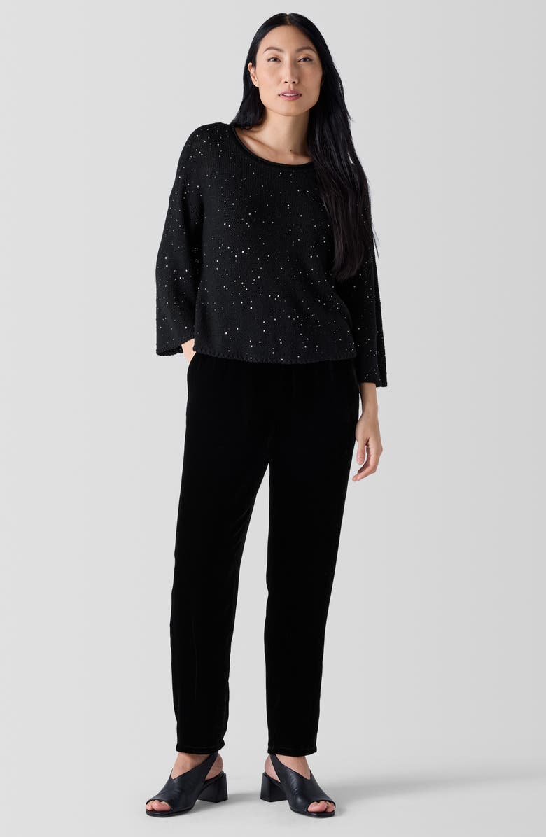 Eileen Fisher Sequin Wool Sweater, Alternate, color, Black