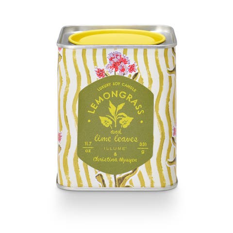 Sun Terrace Lemongrass & Lime Leaves Printed Tin Candle, 331g