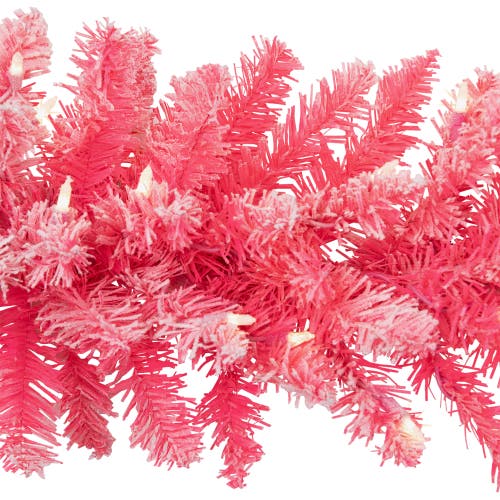 Northlight Pre-lit Flocked Artificial Christmas Garland In Pink