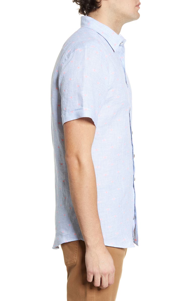 Rodd & Gunn Bidwells Sport Fit Gingham Short Sleeve Linen Blend Button-Up Shirt, Alternate, color, 