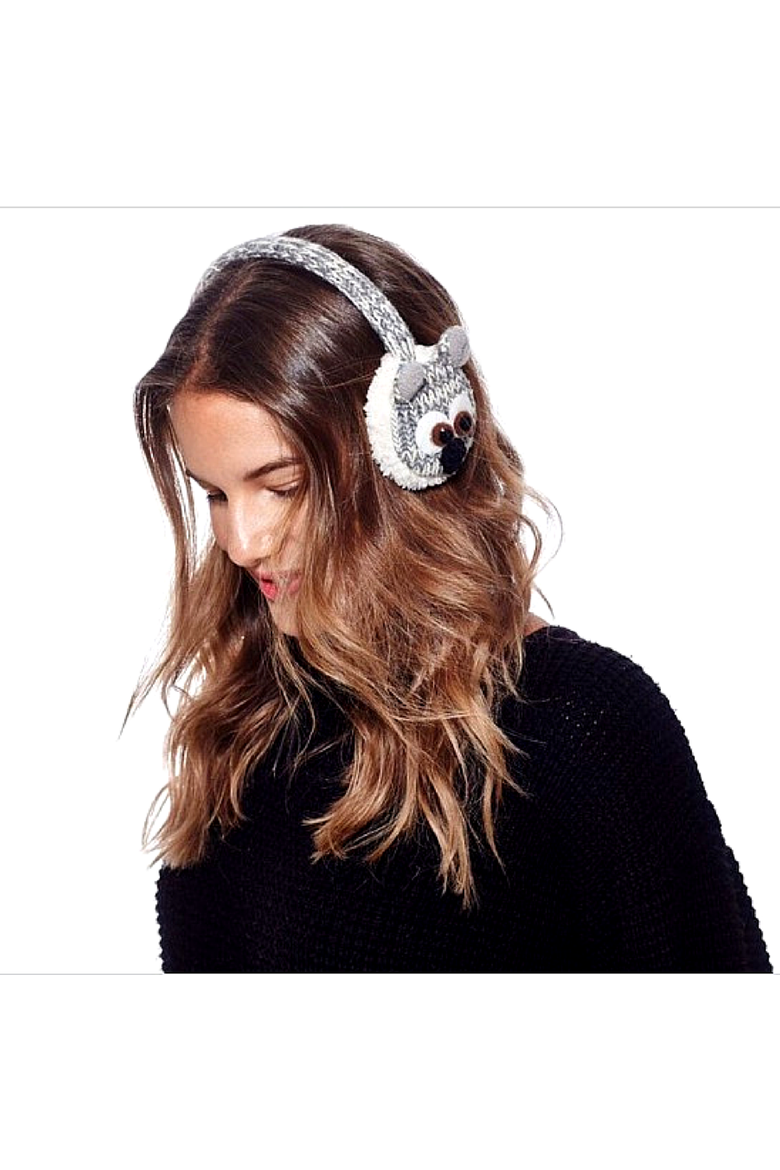 Owl Earmuffs, Alternate, color, Grey