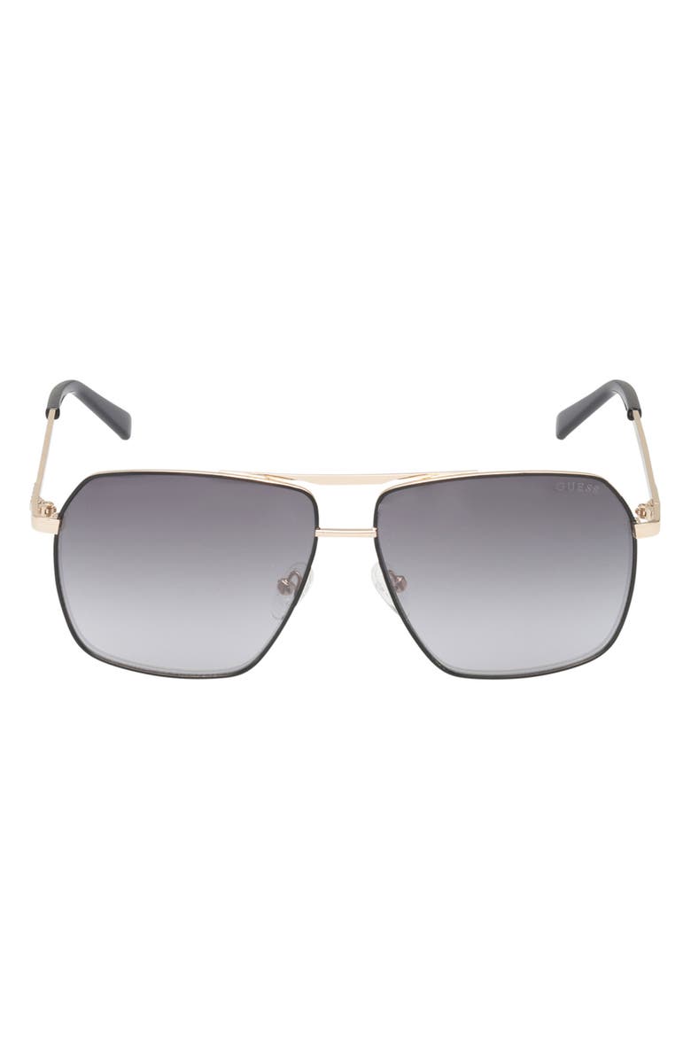 GUESS 60mm Navigator Sunglasses, Main, color, Gold / Smoke Mirror