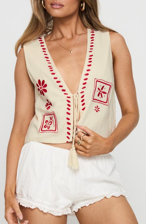 Princess Polly Grazia Tie Front Crop Vest In White