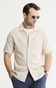 JACHS Linen Blend Short Sleeve Camp Shirt