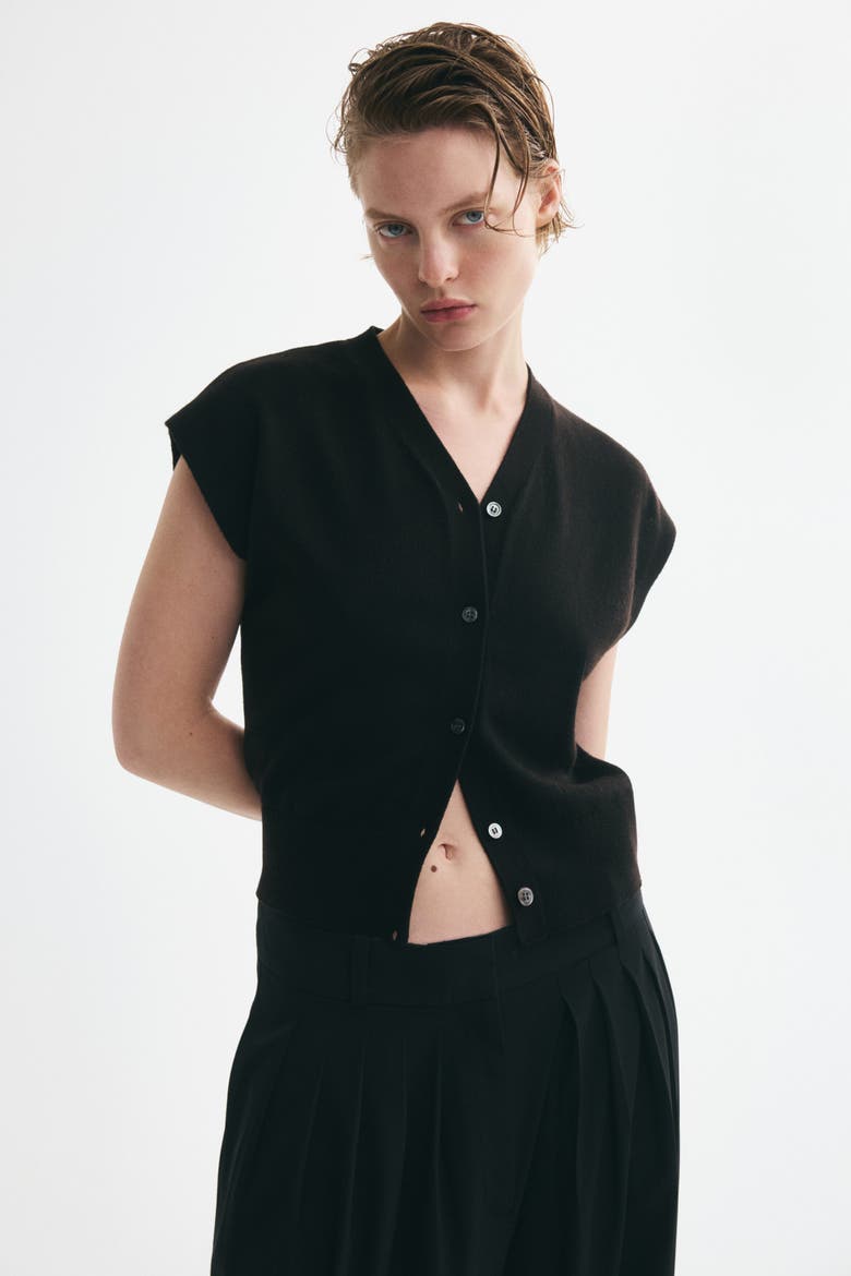 Knit Vest, Alternate, color, Black
