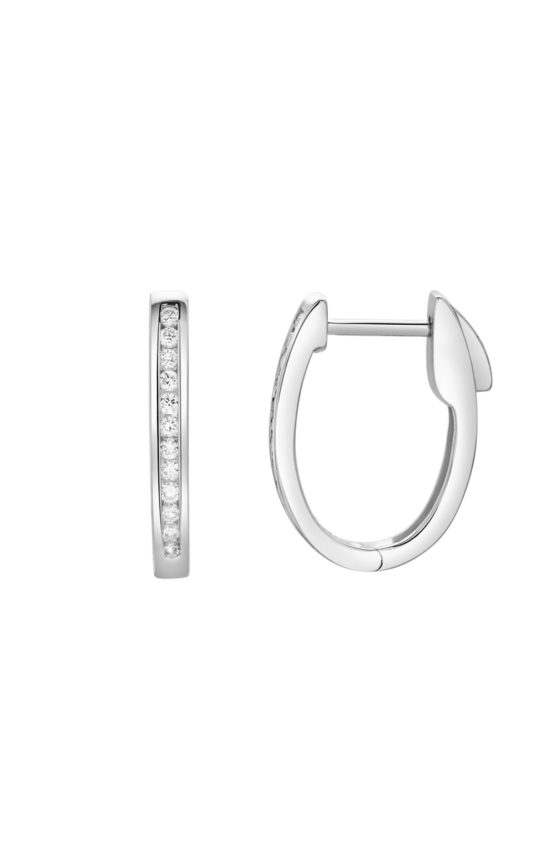 LuvMyJewelry Florisse Channel-Set Diamond Huggie Hoop Earrings in 14K Gold, Alternate, color, 14K White Gold