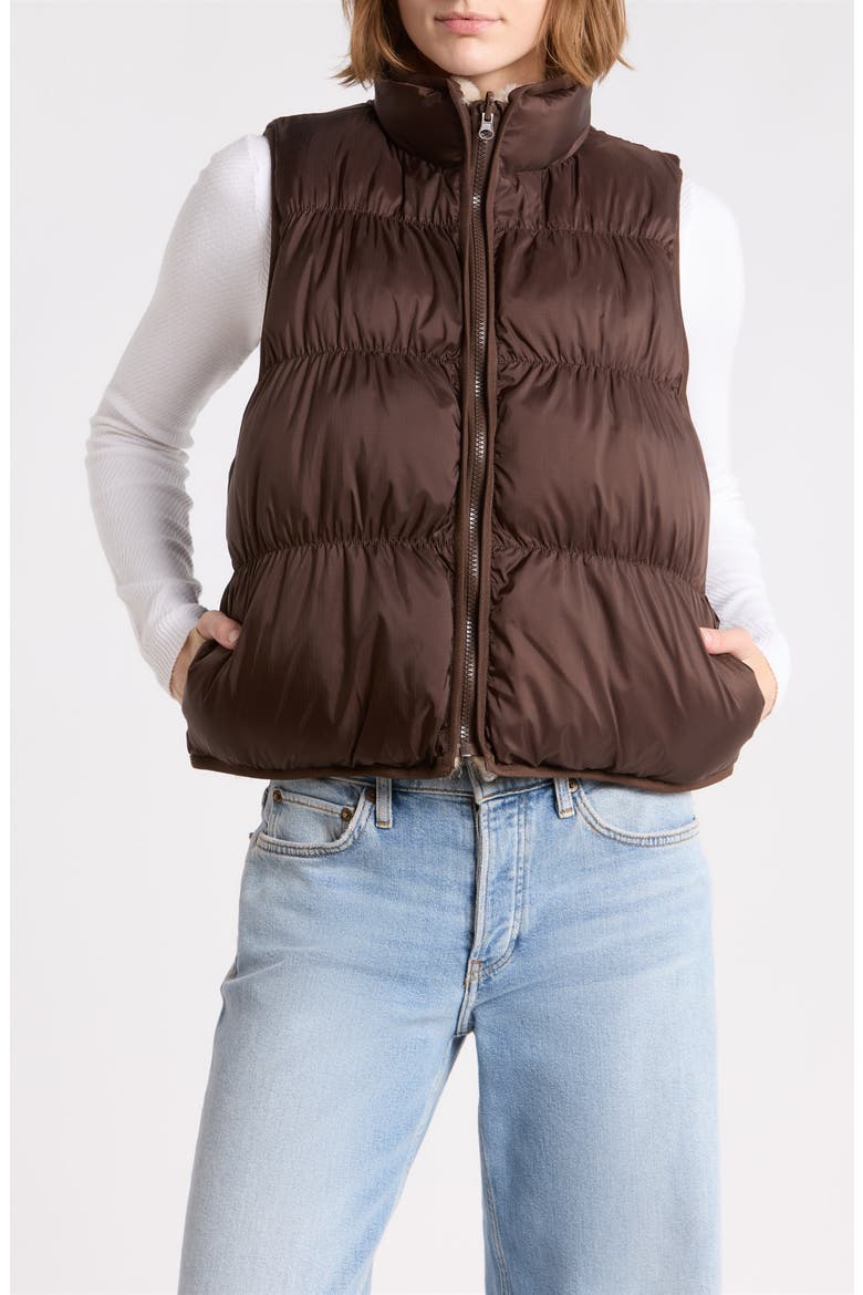 Reversible Faux Fur Vest, Main, color, DARK ESPRESSO