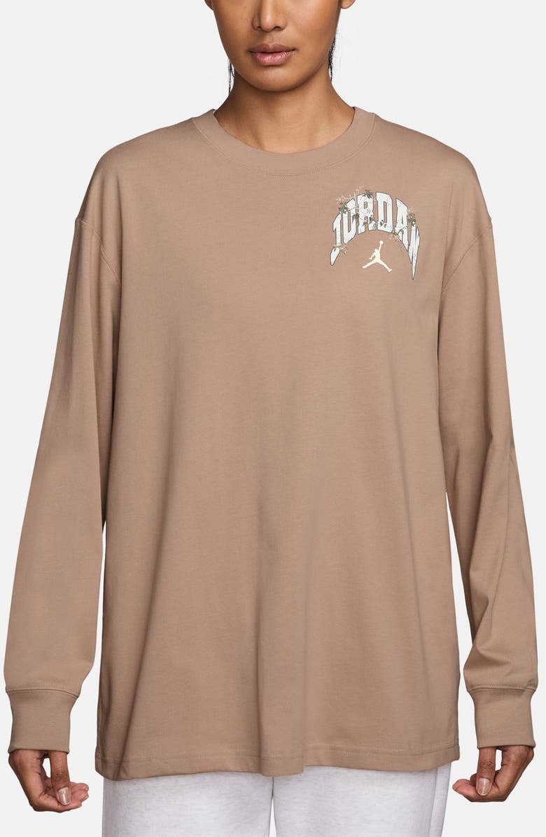 Jordan Brooklyn Long Sleeve Cotton Oversize Graphic T-Shirt, Main, color, Hemp/ Sail