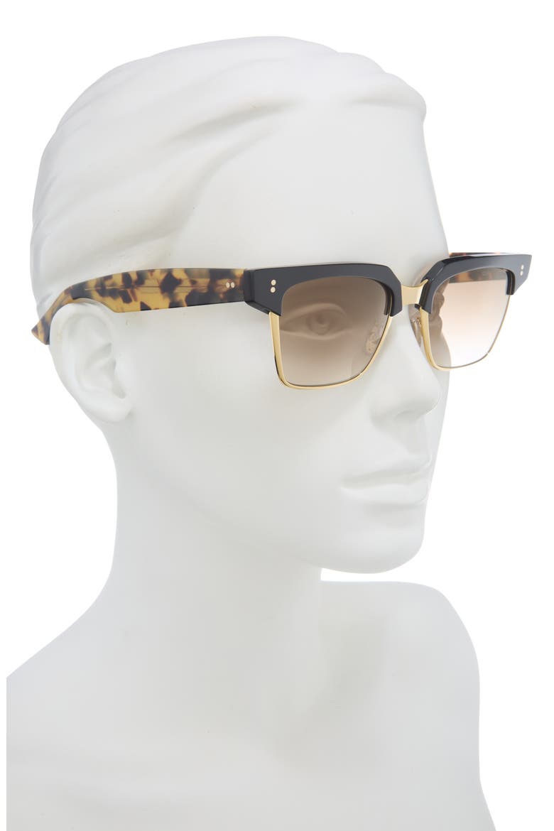 1348 53mm Square Sunglasses, Alternate, color, BLACK TAXI / GOLD / BROWN LENS