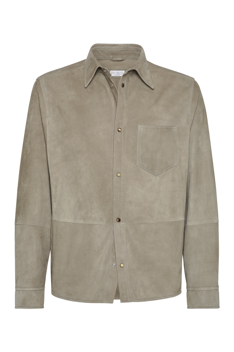 Double-face suede overshirt, Main, color, Khaki