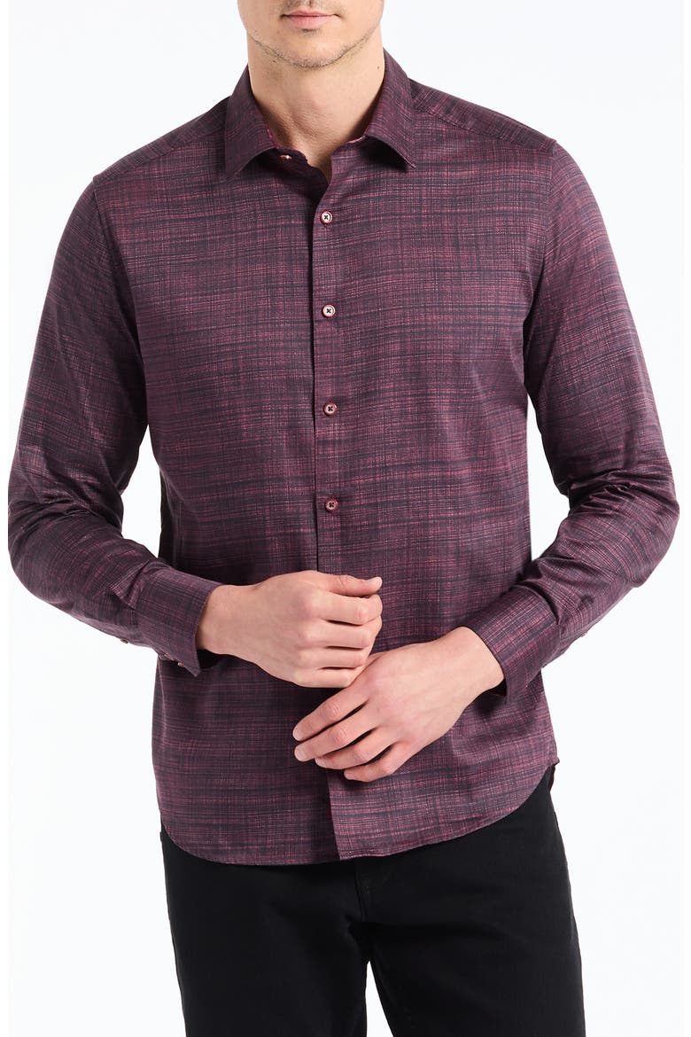 Roth Long Sleeve Button-Up Shirt, Main, color, BURGUNDY