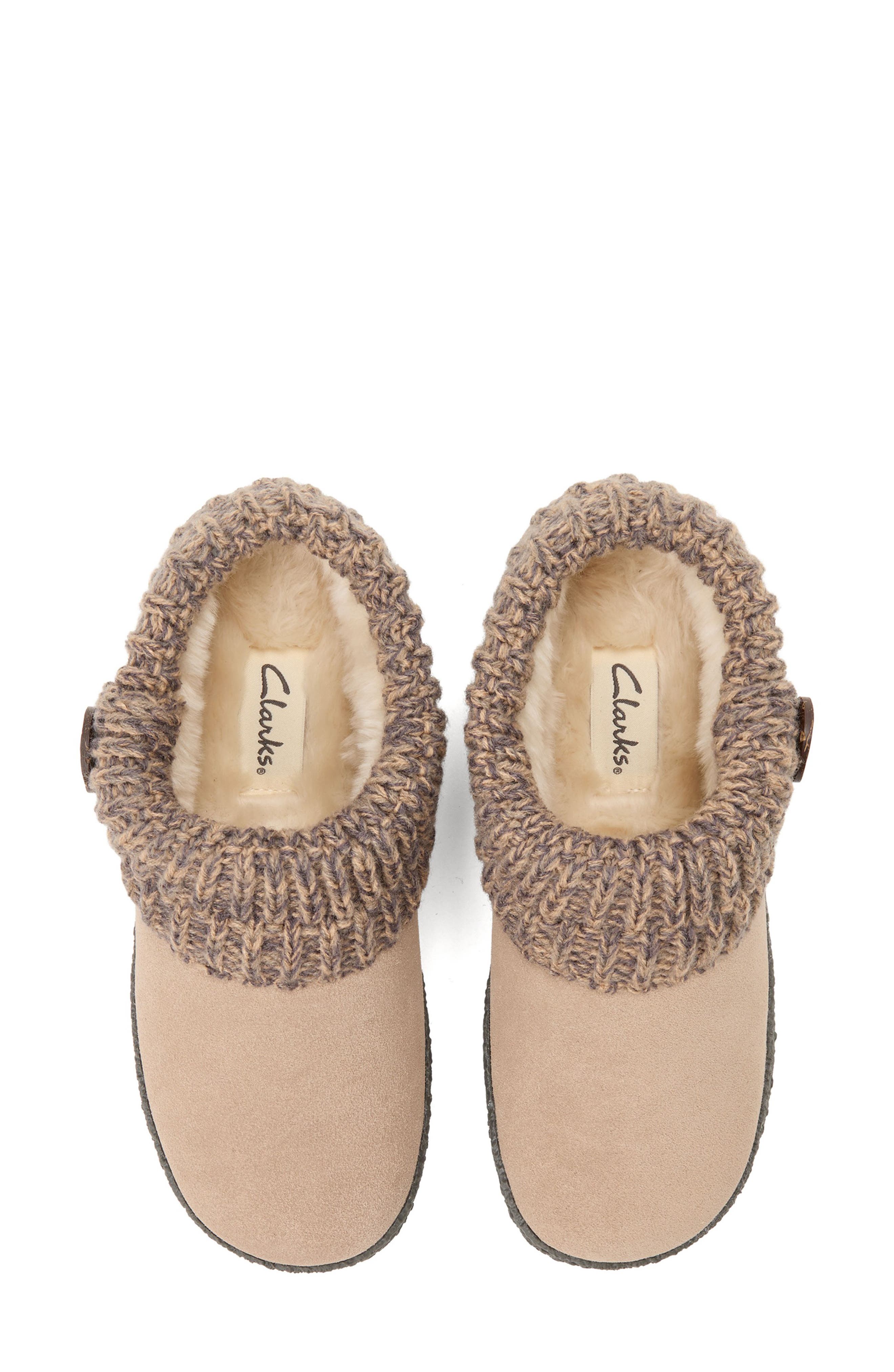 Knit Trim Suede Clog, Alternate, color, BELLA TAUPE