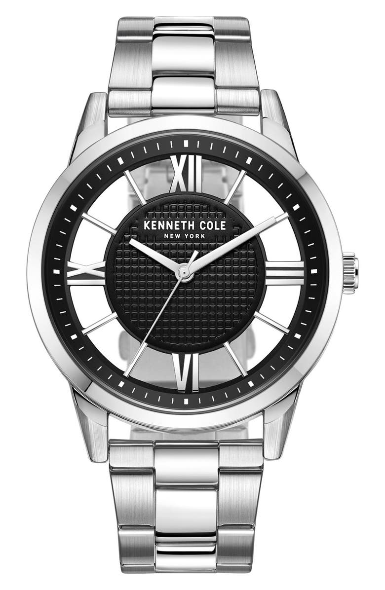 Kenneth Cole New York Transparency Bracelet Watch, 45mm, Main, color, Silver